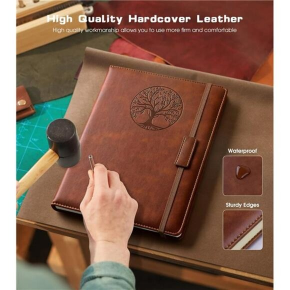 Leather Journal Notebook A4 Lined Hardcover Travel Business School Writing Gift - Picture 3 of 7